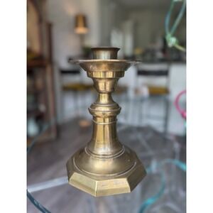 Vintage Chapman Brass Candle Holder Candlestick Octagonal Base Hollywood Regency